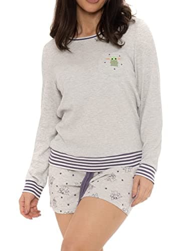 Image of Wingwalker Womens Disney Star Wars Pyjamas Ladies The Mandalorian PJs Grey Size Medium
