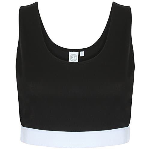 Image of Skinni Fit Womens/Ladies Fashion Sleeveless Crop Top (XS) (Black/White)
