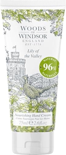 Image of Woods of Windsor Hand Cream, Nourishing Lily of the Valley Hand Cream for Men and Women, Moisturising Cream with Vitamin E and Shea Butter, Lily of the Valley Scent 75ml
