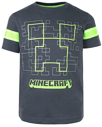 Image of Minecraft Creeper T-Shirt - Navy Blue - 100% Cotton - Kids Boys Clothes - Age 7-8