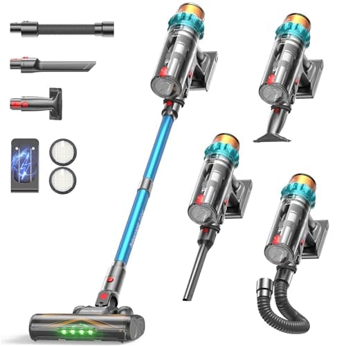 Image of ElecKeys Cordless Vacuum Cleaner, 600W 50000Pa Powerful Vacuum Cleaner, Lightweight Cordless Vacuums with 70Mins Runtime, Anti-Tangle Stick Vacuum Cleaner for Hardwood Floor, Carpet, Pet Hair
