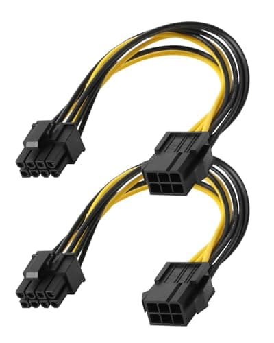 Image of RTDHO 2 Pcs 6-Pin PCIe to 8-Pin PCIe Power Adapter Cable PCI Express 6 Pin to 8 Pin Secure GPU Connection for Graphics Cards 20 cm Flexible Copper Wiring