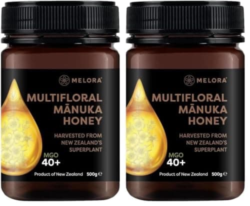 Image of Melora Genuine Manuka Honey - 40 MGO, 500g - 100% Pure & Traceable Manuka from New Zealand (Pack of 2)