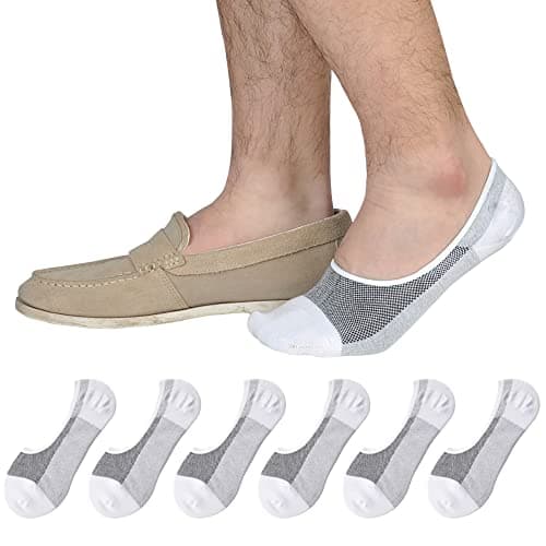 Image of Jormatt 6 Pairs No Show Socks Mens Cotton Athletic Sports Trainer Socks, Low Cut Invisiable Socks With Non Slip Grips, mens shoe size 9-13