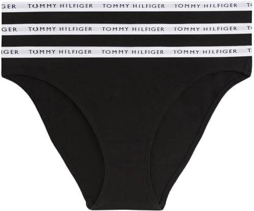 Image of Tommy Hilfiger Women’s 3 Pack Briefs Underwear, Black (Black/Black/Black), S