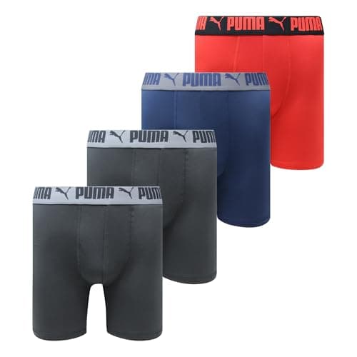 Image of PUMA Men's 4 Pack Active Stretch Boxer Briefs, Red/Navy, XL