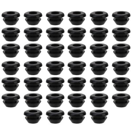 Image of Rubber Grommets Kit,40 PCS Small Black Cable Grommets for Holes Electrical Conductor Gasket Rings Durable Rubber Grommets Assortment for Protecting Wires Plugs and Cables