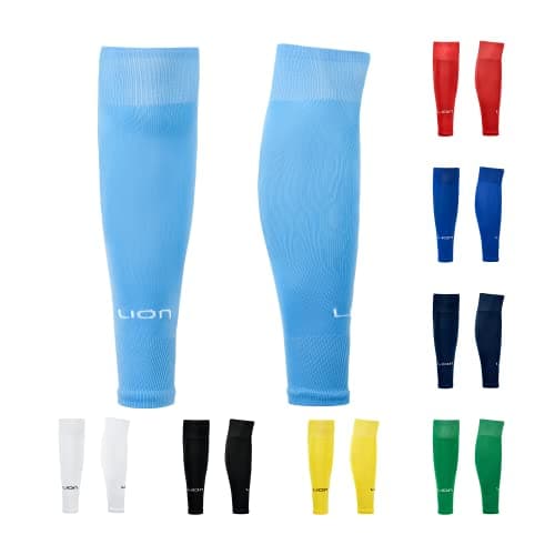Image of LION SPORTSWEAR Kids/Youth Football Sock Sleeves To Accompany Grip Socks - Fits Over Calf/Shin Pads - Variety Of Colors To Match Your Team Kit (Sky Blue)