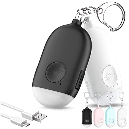 Image of Hion Safe Personal Alarm for Women, 2 Pack Rechargeable 130dB Police Approved Rape Rope With LED Flashlight, Self Defense Keychain, Panic Attack Safety for Girls, Kids, Elderly (White & Black)