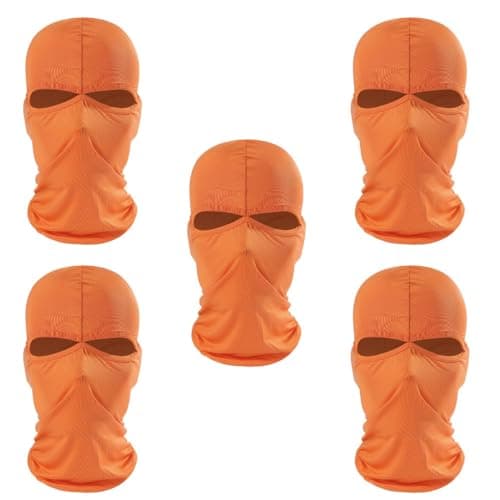 Image of New 5pcs Thermal Full Face Masks Running for Adult Weather Gear Cycling, Orange-1, One size
