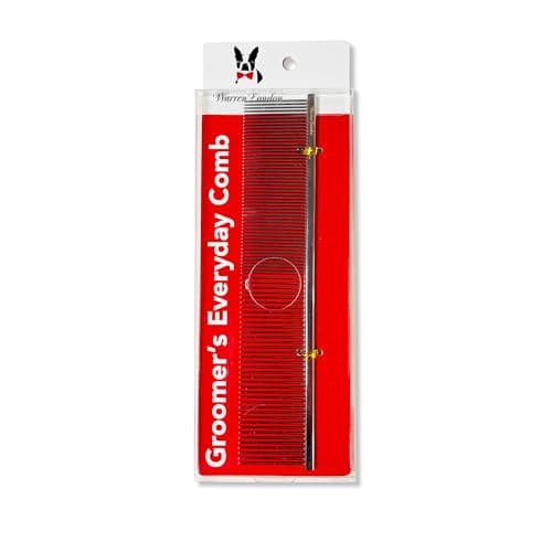 Image of Warren London Copper Groomer's Everyday Comb for Dogs | 7.5 inches | Comfort Control Durability and Detail for Small Medium Large Dogs | Ergonomic Dog Cat Grooming Pet Supplies Deshedding Mat Tool