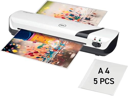 Image of GBC Inspire+ A4 Laminator Machine (White), Hot & Cold, With 5 Laminator Pouches A4, Compact & Stylish Design, with Starter Pack of Pouches, 4 Minute Warm Up