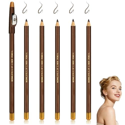 Image of 6 Pack Light Brown Eyebrow Pencil Set with Sharpener, Waterproof Brow Pencil for Soft Natural Brow Definition, Easy Application for, Hairline and Eyeliner Makeup