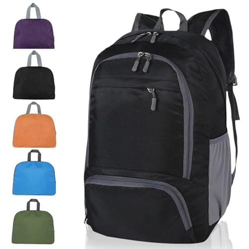 Image of GUZHAIREN 30L Ultra Lightweight Foldable Backpack, Waterproof Rucksack for Men and Women, Durable Daypack for Outdoor Sports, Hiking, Travelling, Walking, Camping (Black)