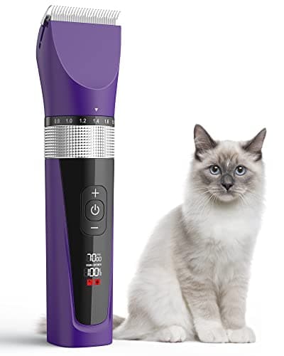 Image of oneisall Cat Grooming Clippers for Matted Long Hair, 5-Speed Cat Grooming Kit Cordless Low Noise Pet Hair Clipper Trimmer Shaver for Dogs Cats Animals (Purple)
