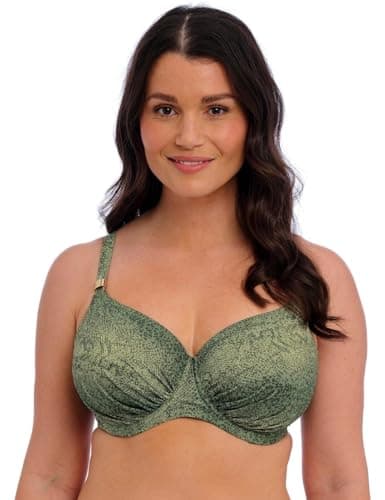 Image of Fantasie Swim Women's Maya Bay Underwire Gathered Full Cup Bikini Top, Peridot, 38FF
