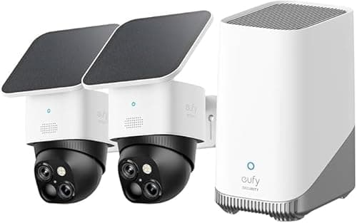 Image of eufy Security Camera outdoor wireless, SoloCam S340 2-Cam Kit (HomeBase S380), Dual Cameras, Home Security Camera, 3K, 360° Surveillance, No Blind Spots, 2.4 GHz Wi-Fi, No Monthly Fee
