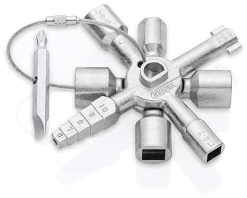 Image of KNIPEX Twinkey Control Cabinet Key, for All Common Locking Systems, 10 Profiles, 2 Crosses, 1 Key, Utility Key, Square Key, Triangle Key, 00 11 01