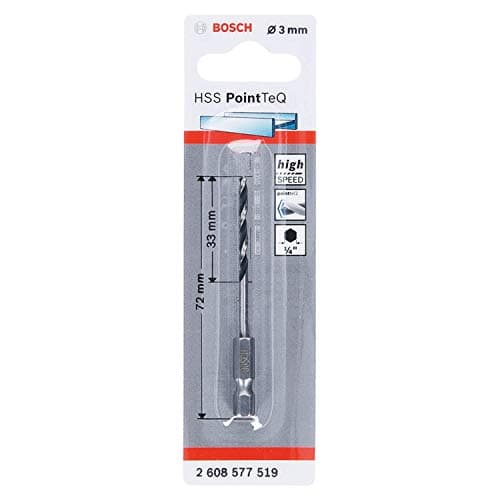 Image of Bosch Professional PointTeQ Hex Drill Bit (for Metal, Ø: 3.0 mm, Total Length: 72 mm, ¼’’ Hex Shank, Accessory for Impact Drivers and Drill Drivers)