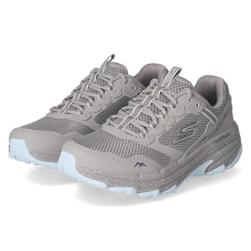 Image of Skechers Women's Go Run Trail Altitude 2.0 Ravine Trekking Low Cut Shoes, Gray Leather/Blue Trim, 6 UK