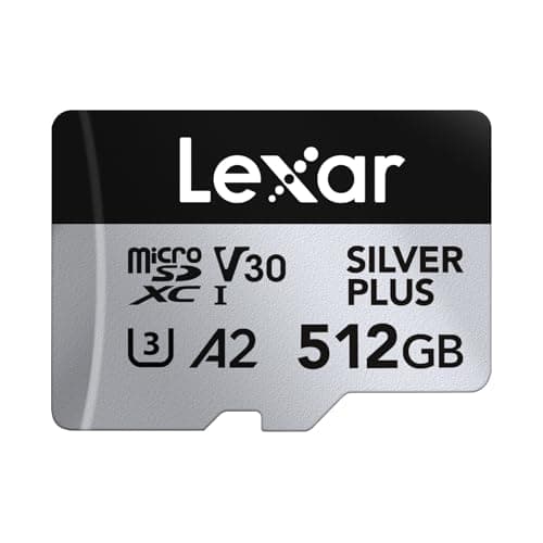 Image of Lexar Silver Plus Micro SD Card 512 GB, Up to 205 MB/s Read Speed, 150 MB/s Write Speed, Memory Card Micro SD with SD Adapter, UHS-I, A2, U3, V30, Class 10, 4K UHD microSDXC