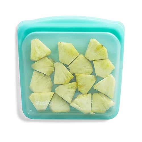 Image of Stasher Sandwich Bag (Aqua) | Reusable Freezer Bags For Travel and Food Storage | Silicone Plastic Food Bags | 21cm x 20.3cm x 1.3cm / 440ml