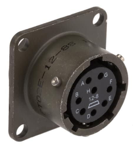 Image of Amphenol Industrial PT02A-12-8S Circular Connector Socket, General Duty, Non-Environmental, Bayonet Coupling, Solder Termination, Box Mounting Receptacle, 12-8 Insert Arrangement, 12 Shell Size, 8 Contacts
