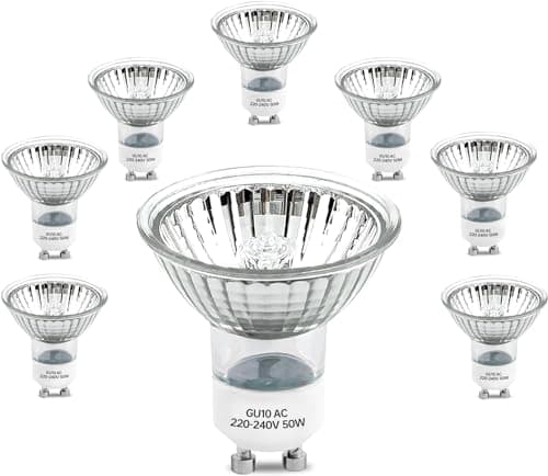 Image of Moscare GU10 Halogen Bulbs 50W 220-240V, 8 Pack Halogen Spotlight 2 Pin 35° Beam Angle 500lm 2700K Warm White Dimmable for Recessed, Track Light (8 Pack GU10 50W)