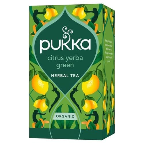 Image of Pukka Herbs, Citrus Yerba Green Tea, Organic, Herbal Tea Box, Boosts Natural Energy & Focus, 20 Plant Based Biodegradable Tea Bags