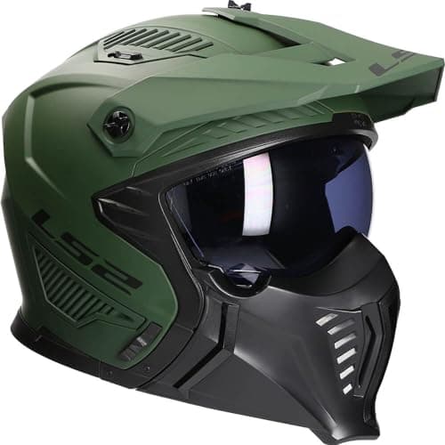 Image of LS2 Motorcycle Helmet OF606 DRIFTER MATT MILITARY GREEN - Open Faced With Removable Mask - XL (61-62cm)