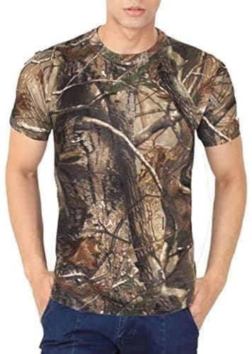 Image of LE11 Men’s Real Jungle Tree Print T-Shirt, Camouflage Camo T Shirt for Gym, Training & Running, Breathable Lightweight Summer Top, Short Sleeve Hunting T-Shirt, Plus Size S–5XL, Assorted Shades - 5XL