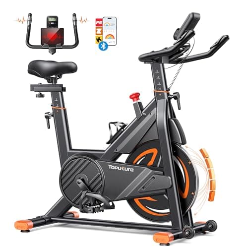 Image of 2025 Toputure Exercise Bike with LCD Display, Spin Bike with App 0-100% Magnetic Resistance Exercise Bikes for Home Use, Ultra-Quiet 15kg Flywheel, 350lbs Weight Capacity
