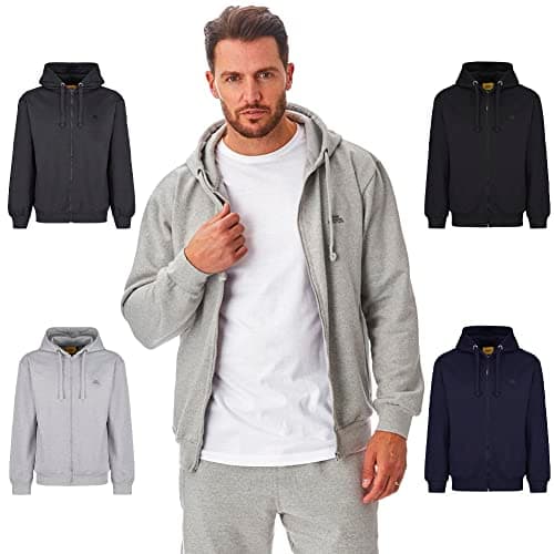 Image of Iron Mountain Men’s Full Zip Hoodie with Fleece Lining Cotton Blend Zip Up Hooded Sweatshirt with Kangaroo Pocket Workwear Hoodie (Light Grey Marl, XL)