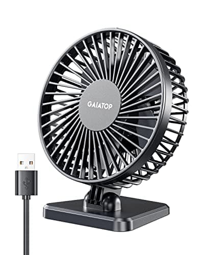 Image of gaiatop USB Desk Fan, Small But Powerful, Portable Quiet 3 Speeds Wind Desktop Personal Fan, Adjustment Mini Fan Table Fan for Better Cooling, Home Office Car Indoor Outdoor Black
