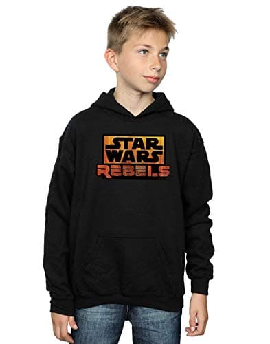 Image of Absolute Cult Star Wars Boys Rebels Logo Hoodie Black 12-13 years
