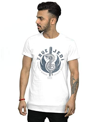 Image of Star Wars The Rise of Skywalker True Jedi Blue Men's T-Shirt White XXX-Large