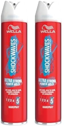 Image of Wella Shockwaves Ultra Strong Power Hold Hairspray, 250ml (Pack of 2)