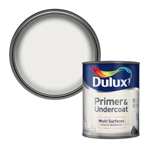 Image of Dulux Primer & Undercoat, Interior & Exterior White, DIY Enthusiasts, Quick-Drying, Easy Application, Smooth Coverage, Long-Lasting Finish, Perfect For Wood, Metal, Plaster, Masonry, 750ml
