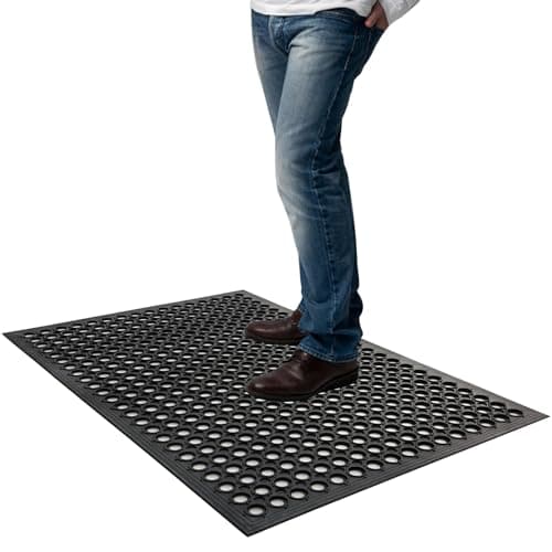 Image of Outdoor Rubber Door Mat 90 x 60cm Non-slip Drainage Mat for Entrance Commercial Rubber Floor Mat Heavy Duty Anti Fatigue Mats for Industrial Kitchen Restaurant Garage Garden Workshop