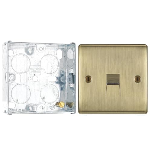 Image of BG Nexus Antique Brass Master Telephone Socket NABBTM1 with 25mm Steel Back Box