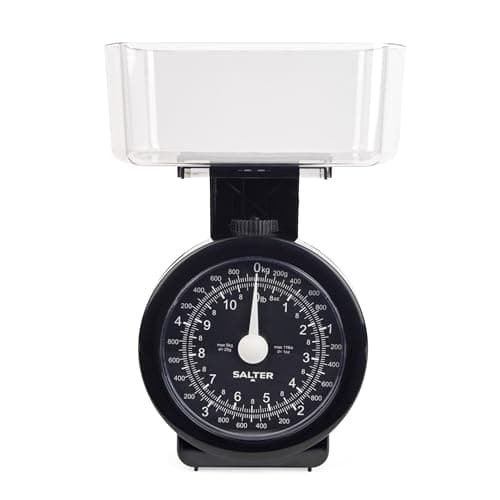 Image of Salter Mechanical Kitchen Scale - Mini Analogue Food Scale, 5kg Capacity, 1L Dishwasher Safe Detachable Bowl, No Batteries, Scale Fits Inside Bowl for Compact Storage, Easy Read Dial, 114 BKCLDR