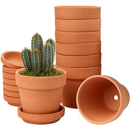 Image of Hollyone 8 pcs 3.9"x3.9" Mini Terracotta Pots with Drainage Hole and Saucers, Clay Plant Pots Pottery Flower Pots Indoor Outdoor, Small Succulent Planters Set for House Home Garden Decor