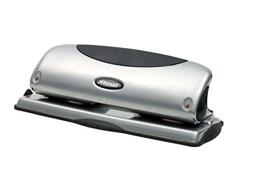 Image of Rexel Precision 425 4 Hole Punch, 25 Sheet Capacity, Paper Alignment Indicator, Metal, Silver/Black, 2100753