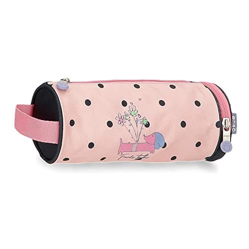 Image of Enso Friends Together Round Pencil Case, Pink, 23 x 9 x 9 cm, Polyester, Pink, Round Case