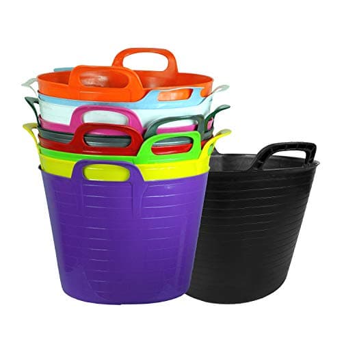 Image of 40L 40 Litre Large Robust Flexi Tubs - Set of 3 - Mixed Assorted Colours Randomly Picked - Multi Purpose Flexible Rubber Storage Container Buckets