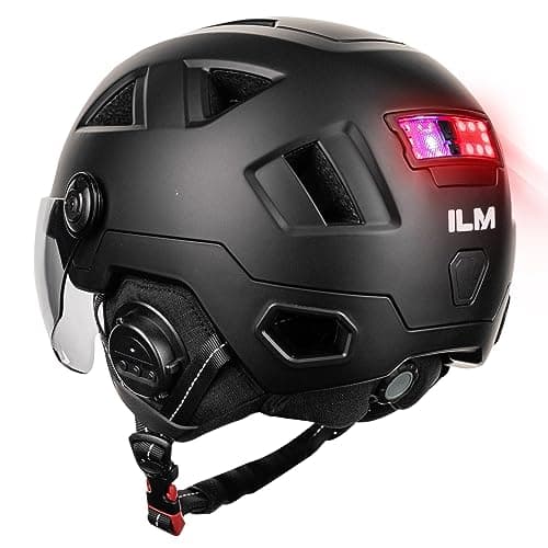 Image of ILM Bluetooth Smart Bike Helmet Men Women Brake Warning LED Light Control NTA8776 CE CPSC Triple Certification Adult Bicycle Cycling,Bluetooth Matte Black,L/XL