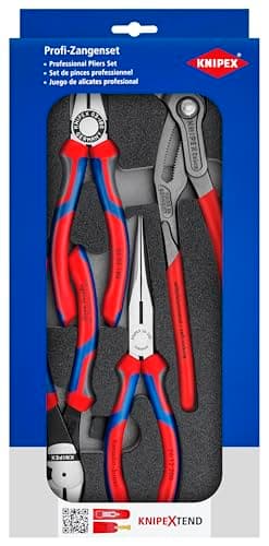 Image of KNIPEX Set of Pliers, 4 Parts, in a Foam Tray for Workbenches/Tool Trolleys, 335 x 33 x 165 mm, Pliers Set, Tool Set, 00 20 01 V15