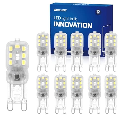 Image of WOWLED G9 LED Light Bulb, 3W (30W Equivalent), Non-Dimmable, Cool White, Pack of 10, 220 Lumen, 6000 Kelvin, 220-240V, 360 Degree, Ideal for Chandelier Home Lighting Decor