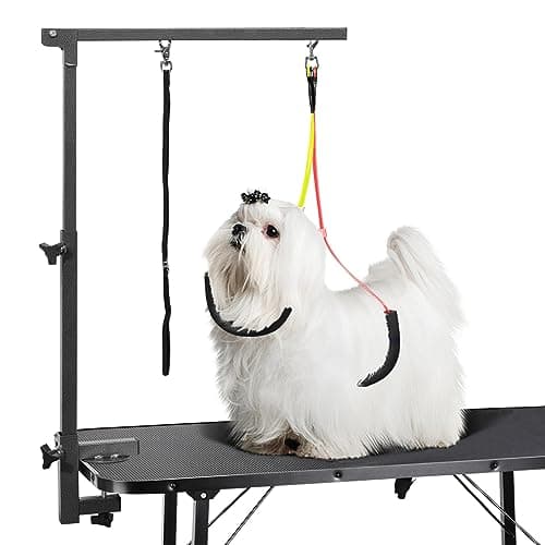 Image of Urban Deco Dog Grooming Arm with Clamp Innovative Portable Two Grooming Arms - 33.5 inch Height Adjustable and Free Two No Sit Haunch Holder for Large and Small Dogs,Cats Grey