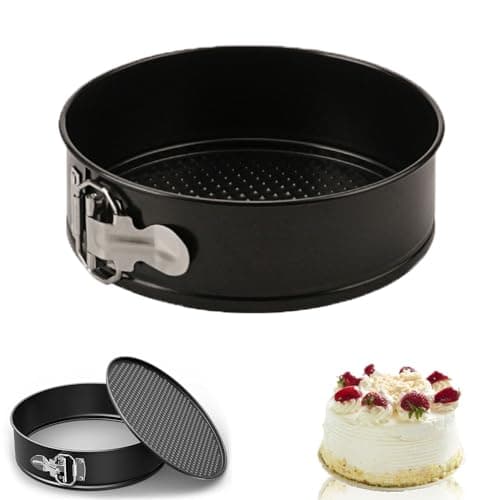 Image of HZYUEKUN 16 cm Springform Cake Tin, 6 Inch Non Stick Cake Pan, Springform Latch and Loose Base Removable Bottom, Round Cake Tin for Baking Cheesecake Basque